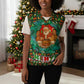 Kenya Christmas Knitted V-Neck Vest Santa Feast Scene and Festive Wreath Pattern - African Pride