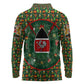 Kenya Christmas Long Sleeve Polo Shirt Santa Feast Scene and Festive Wreath Pattern - African Pride