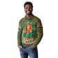Kenya Christmas Long Sleeve Polo Shirt Santa Feast Scene and Festive Wreath Pattern - African Pride