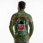 Kenya Christmas Long Sleeve Polo Shirt Santa Feast Scene and Festive Wreath Pattern - African Pride