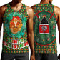 Kenya Christmas Men Tank Top Santa Feast Scene and Festive Wreath Pattern - African Pride