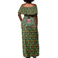 Kenya Christmas Off Shoulder Maxi Dress Santa Feast Scene and Festive Wreath Pattern - African Pride