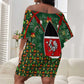 Kenya Christmas Off Shoulder Short Dress Santa Feast Scene and Festive Wreath Pattern - African Pride