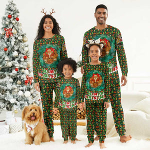 Kenya Christmas Pajama Set Santa Feast Scene and Festive Wreath Pattern - African Pride
