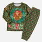 Kenya Christmas Pajama Set Santa Feast Scene and Festive Wreath Pattern - African Pride