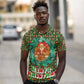 Kenya Christmas Polo Shirt Santa Feast Scene and Festive Wreath Pattern - African Pride