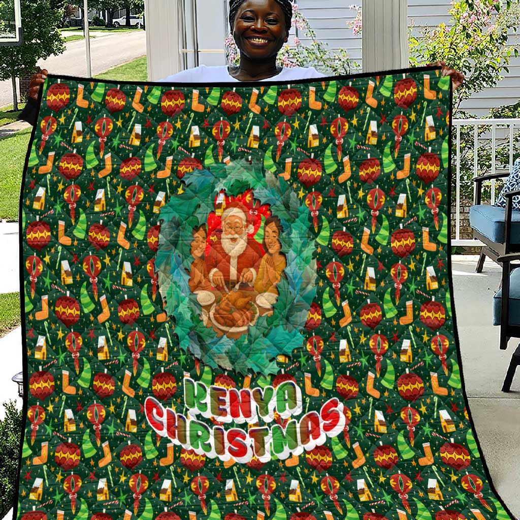 Kenya Christmas Quilt Santa Feast Scene and Festive Wreath Pattern - African Pride