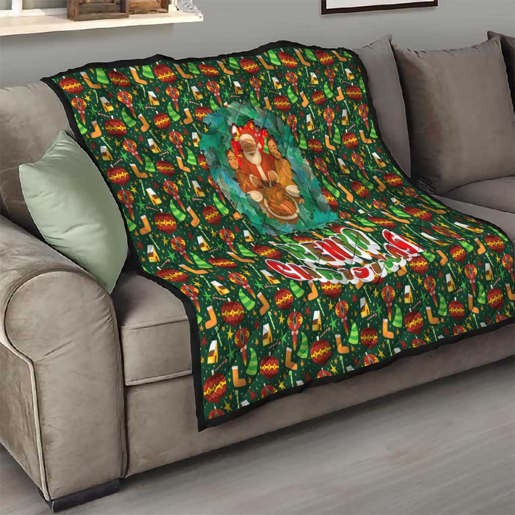 Kenya Christmas Quilt Santa Feast Scene and Festive Wreath Pattern - African Pride