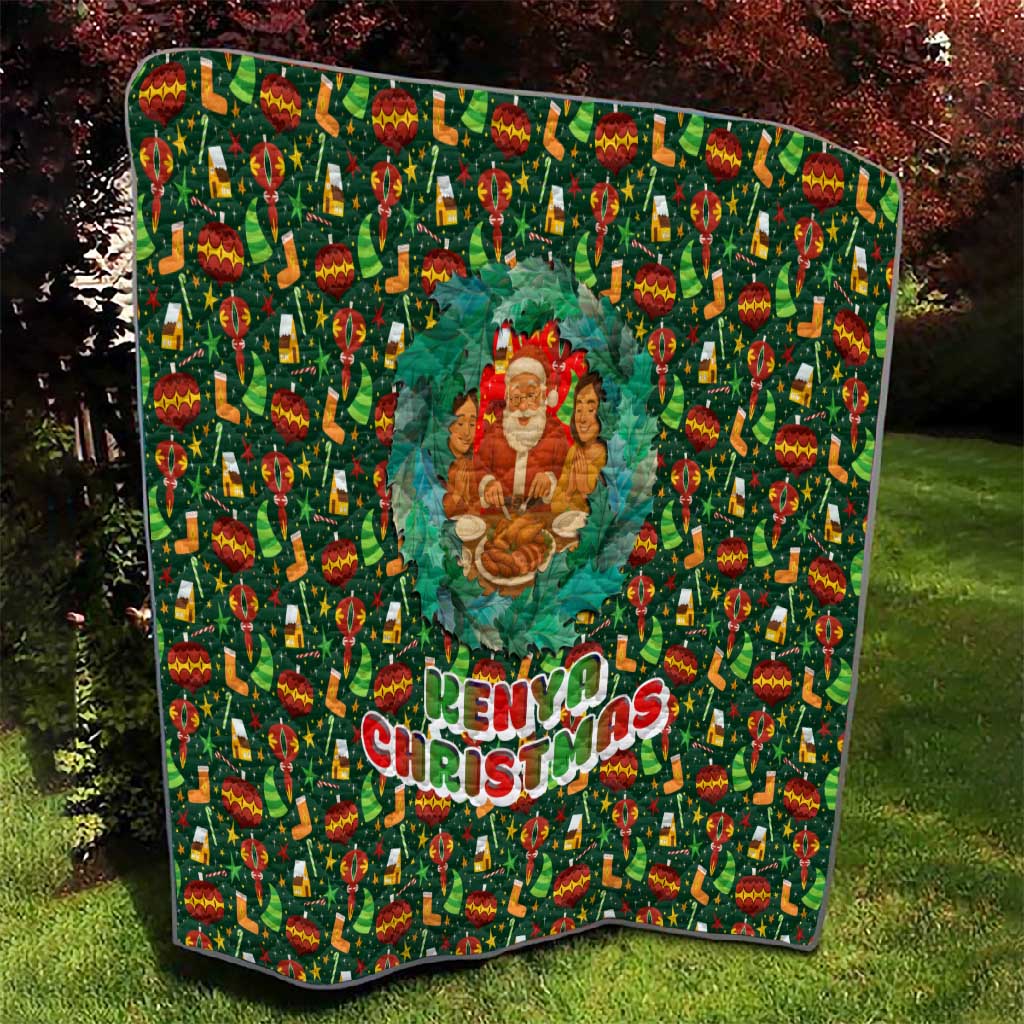 Kenya Christmas Quilt Santa Feast Scene and Festive Wreath Pattern - African Pride
