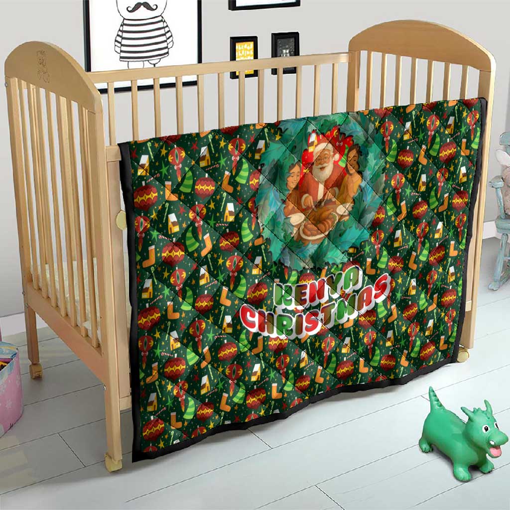 Kenya Christmas Quilt Santa Feast Scene and Festive Wreath Pattern - African Pride