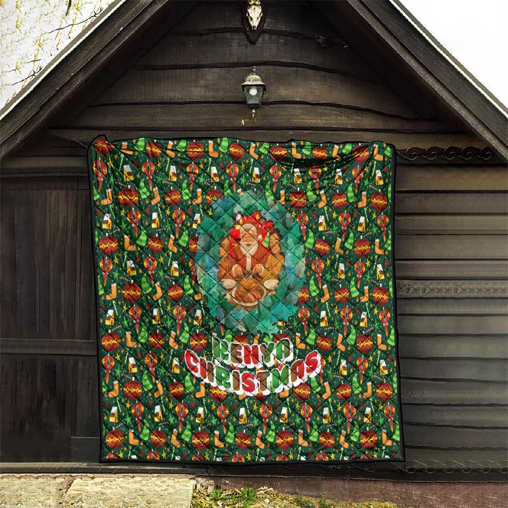 Kenya Christmas Quilt Santa Feast Scene and Festive Wreath Pattern - African Pride