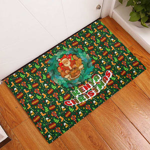 Kenya Christmas Rubber Doormat Santa Feast Scene and Festive Wreath Pattern - African Pride
