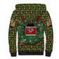 Kenya Christmas Sherpa Hoodie Santa Feast Scene and Festive Wreath Pattern - African Pride