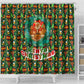 Kenya Christmas Shower Curtain Santa Feast Scene and Festive Wreath Pattern - African Pride