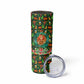 Kenya Christmas Skinny Tumbler Santa Feast Scene and Festive Wreath Pattern - African Pride