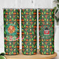 Kenya Christmas Skinny Tumbler Santa Feast Scene and Festive Wreath Pattern - African Pride