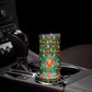 Kenya Christmas Skinny Tumbler Santa Feast Scene and Festive Wreath Pattern - African Pride