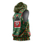 Kenya Christmas Sleeveless Hoodie Santa Feast Scene and Festive Wreath Pattern - African Pride