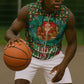 Kenya Christmas Sleeveless Zip Hoodie Santa Feast Scene and Festive Wreath Pattern - African Pride
