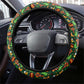 Kenya Christmas Steering Wheel Cover Santa Feast Scene and Festive Wreath Pattern - African Pride