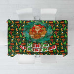 Kenya Christmas Tablecloth Santa Feast Scene and Festive Wreath Pattern - African Pride
