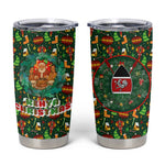Kenya Christmas Tumbler Cup Santa Feast Scene and Festive Wreath Pattern - African Pride