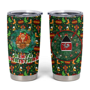 Kenya Christmas Tumbler Cup Santa Feast Scene and Festive Wreath Pattern - African Pride