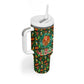 Kenya Christmas Tumbler With Handle Santa Feast Scene and Festive Wreath Pattern - African Pride