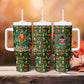 Kenya Christmas Tumbler With Handle Santa Feast Scene and Festive Wreath Pattern - African Pride