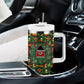 Kenya Christmas Tumbler With Handle Santa Feast Scene and Festive Wreath Pattern - African Pride