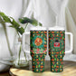 Kenya Christmas Tumbler With Handle Santa Feast Scene and Festive Wreath Pattern - African Pride