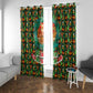 Kenya Christmas Window Curtain Santa Feast Scene and Festive Wreath Pattern - African Pride