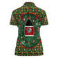 Kenya Christmas Women Polo Shirt Santa Feast Scene and Festive Wreath Pattern - African Pride