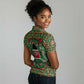 Kenya Christmas Women Polo Shirt Santa Feast Scene and Festive Wreath Pattern - African Pride
