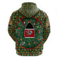 Kenya Christmas Zip Hoodie Santa Feast Scene and Festive Wreath Pattern - African Pride