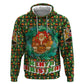 Kenya Christmas Zip Hoodie Santa Feast Scene and Festive Wreath Pattern - African Pride