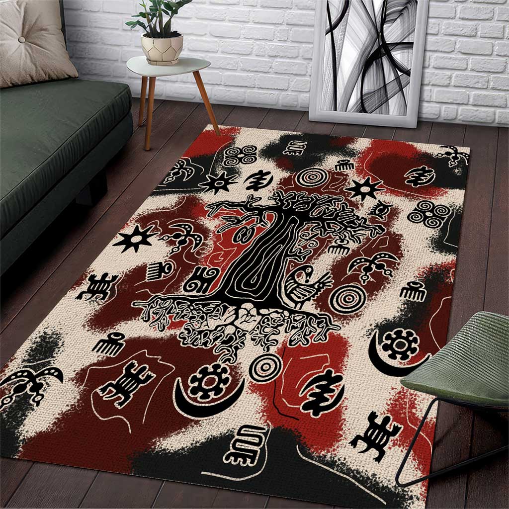 Adinkra Baobab Roots Area Rug African Ancestral Spirit Design - African Pride