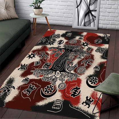 Adinkra Baobab Roots Area Rug African Ancestral Spirit Design - African Pride