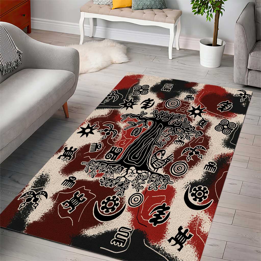 Adinkra Baobab Roots Area Rug African Ancestral Spirit Design - African Pride