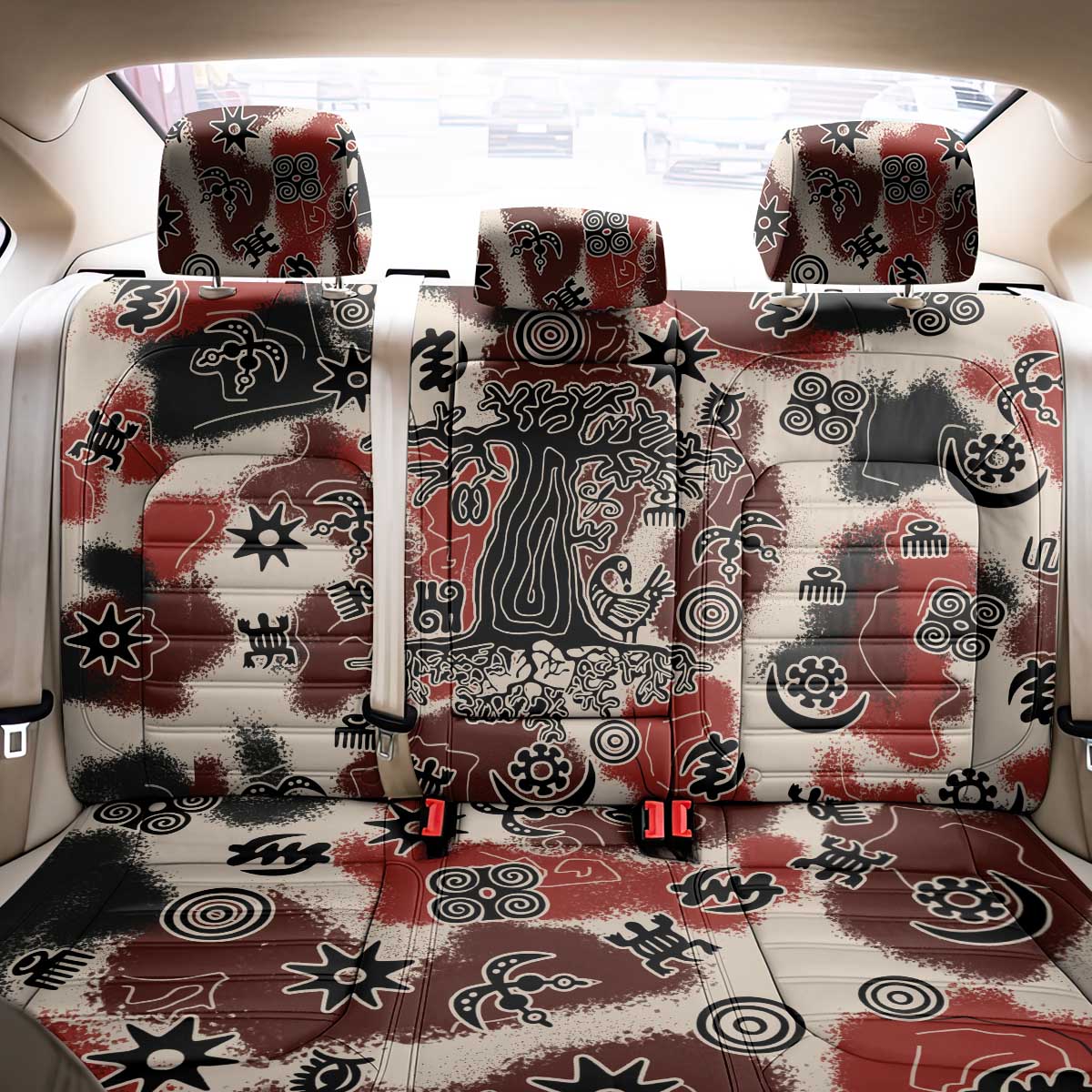 Adinkra Baobab Roots Back Car Seat Cover African Ancestral Spirit Design - African Pride