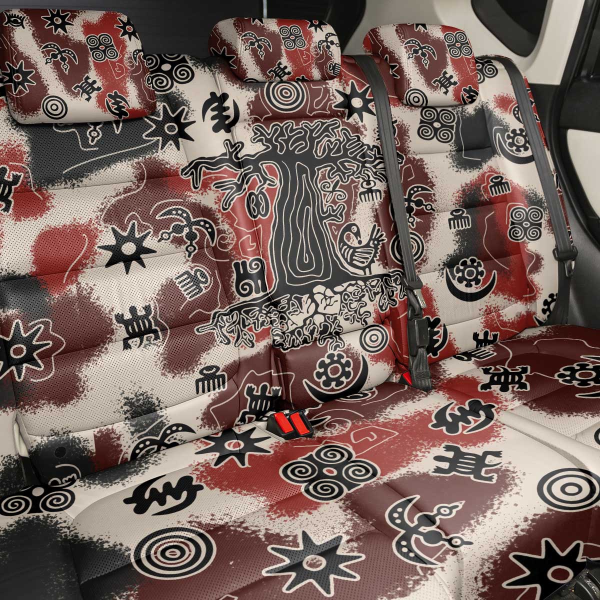 Adinkra Baobab Roots Back Car Seat Cover African Ancestral Spirit Design - African Pride