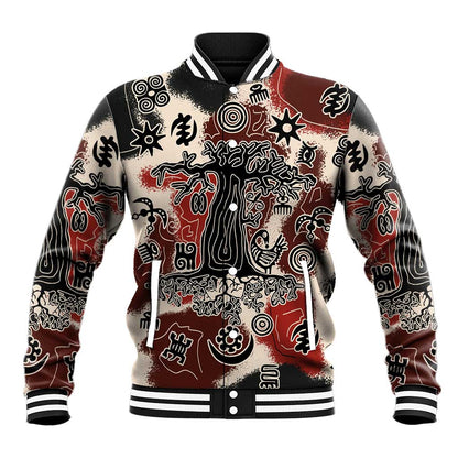Adinkra Baobab Roots Baseball Jacket African Ancestral Spirit Design - African Pride
