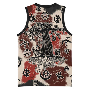 Adinkra Baobab Roots Basketball Jersey African Ancestral Spirit Design - African Pride