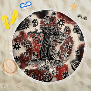 Adinkra Baobab Roots Beach Blanket African Ancestral Spirit Design - African Pride