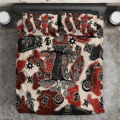 Adinkra Baobab Roots Bedding Set African Ancestral Spirit Design - African Pride