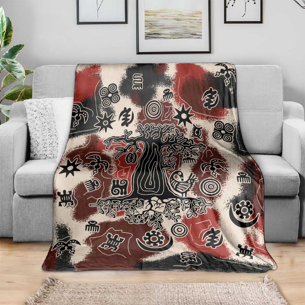 Adinkra Baobab Roots Blanket African Ancestral Spirit Design - African Pride