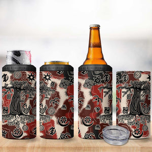 Adinkra Baobab Roots 4 in 1 Can Cooler Tumbler African Ancestral Spirit Design - African Pride