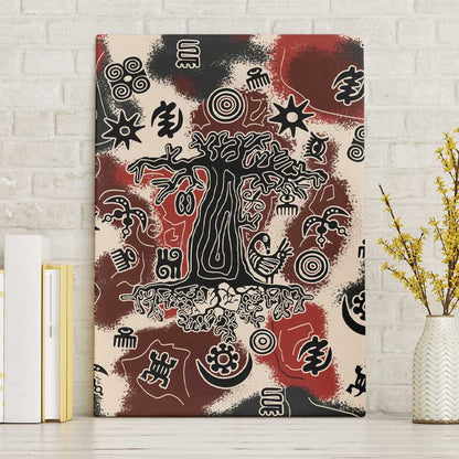 Adinkra Baobab Roots Canvas Wall Art African Ancestral Spirit Design - African Pride