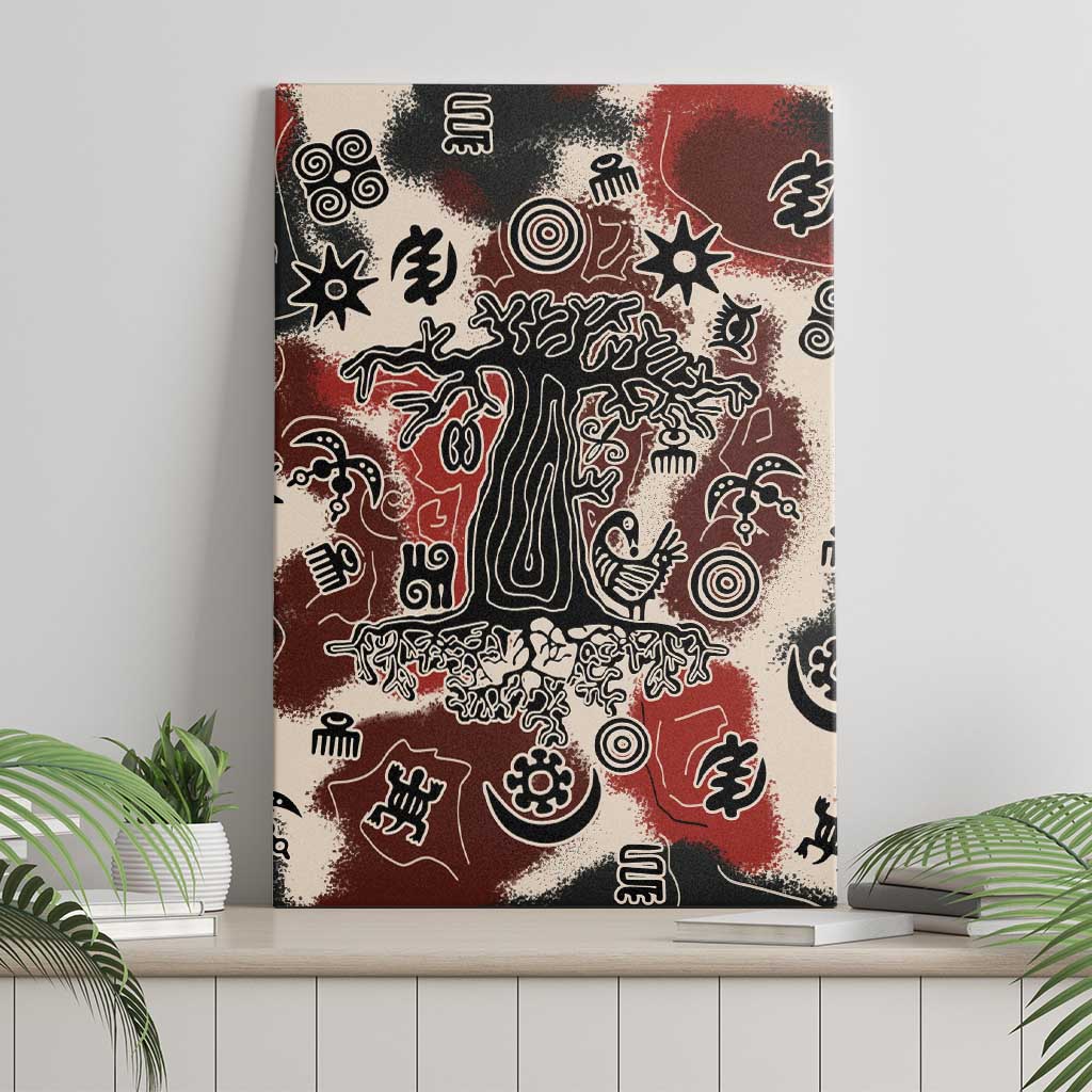 Adinkra Baobab Roots Canvas Wall Art African Ancestral Spirit Design - African Pride