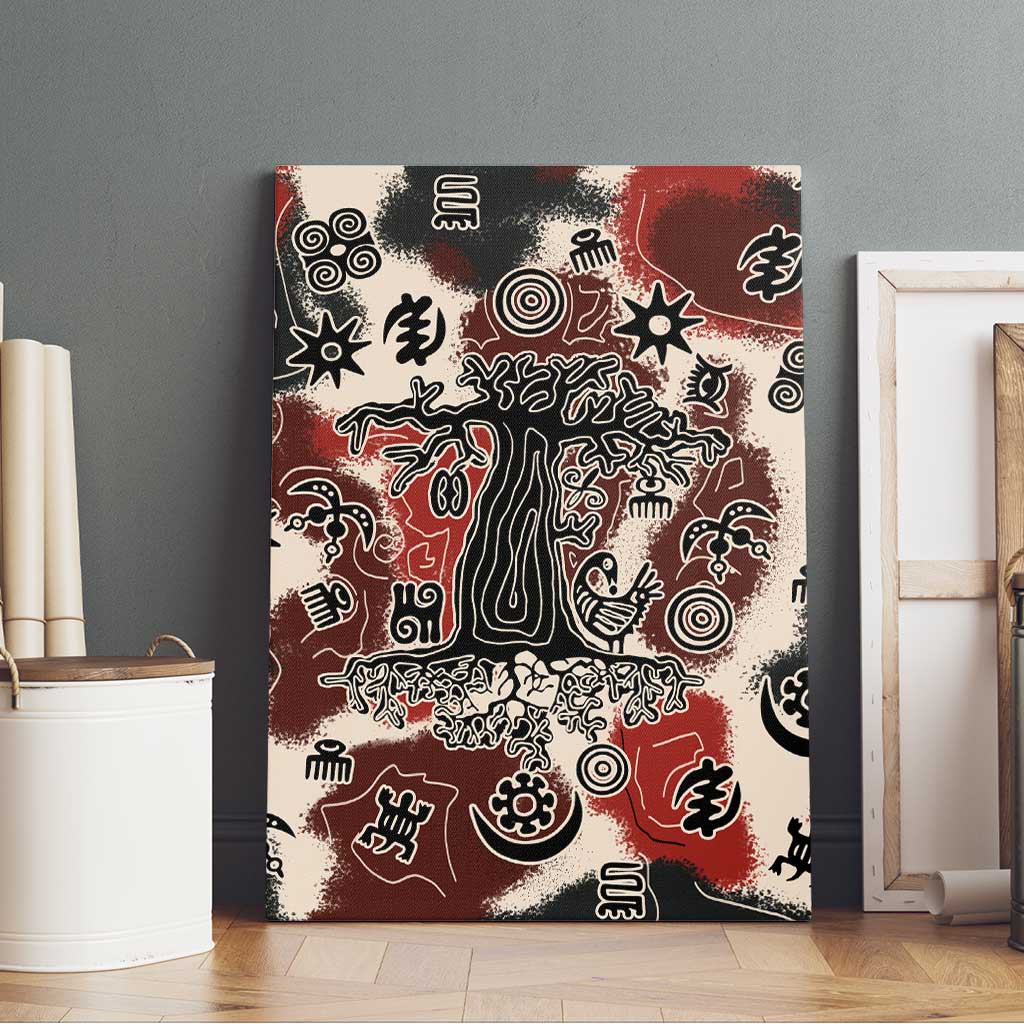 Adinkra Baobab Roots Canvas Wall Art African Ancestral Spirit Design - African Pride